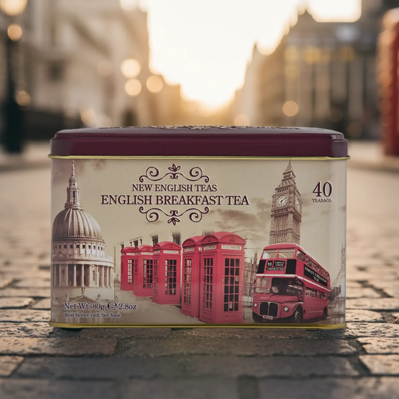New English Teas English Breakfast Vintage England Classic Tea Tin - 40 Teabags