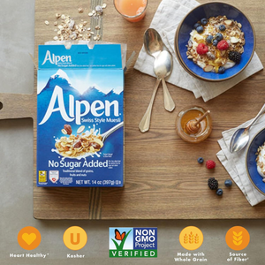 Alpen Muesli Cereal No Added Sugar with Wheat Flakes, Rolled Oats, Nuts and Raisins - 400g