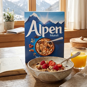 Alpen Muesli Cereal No Added Sugar with Wheat Flakes, Rolled Oats, Nuts and Raisins - 400g