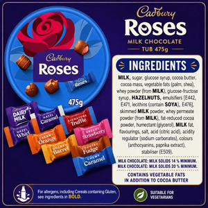 Cadbury Roses Assorted Chocolates Tub 475g