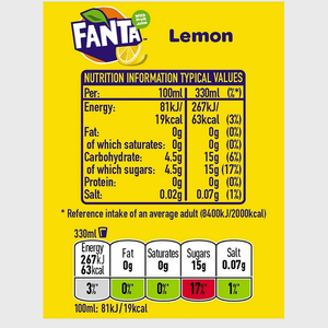 Fanta Lemon Soda 330ml Can