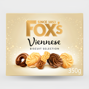 Fox's Viennese Biscuit Selection packaging with cookies on a light background