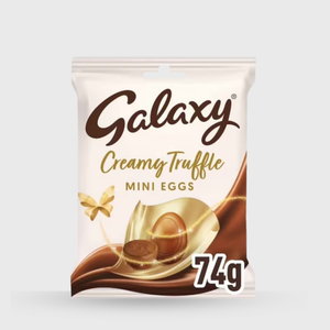 Packaging of Galaxy Creamy Truffle Mini Eggs on a white background