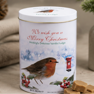 Gardiners Handmade Fudge Christmas Robin Vanilla Fudge Tin 250g