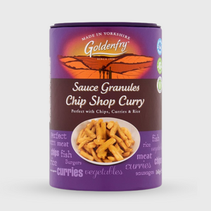 Can of Goldenfry Sauce Granules Chip Shop Curry on a white background