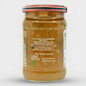 Jar of marmalade with a label on a white background