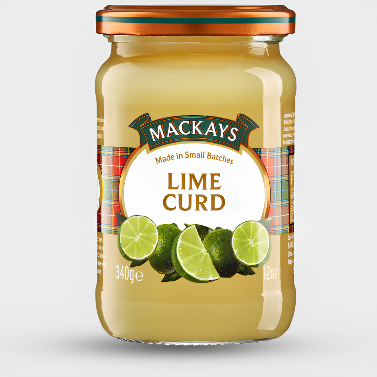 Jar of Mackays Lime Curd on a white background