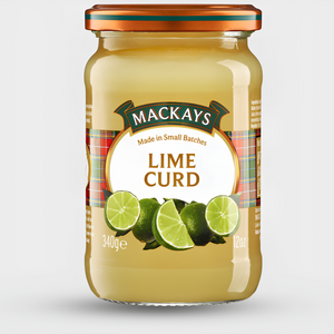 Jar of Mackays Lime Curd on a white background