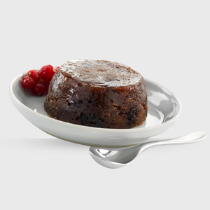 Molten chocolate cake with a white plate on a light gray background