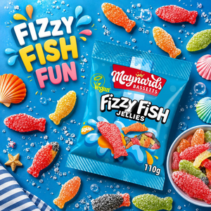 Maynards Bassetts Fizzy Fish Sweets 110g