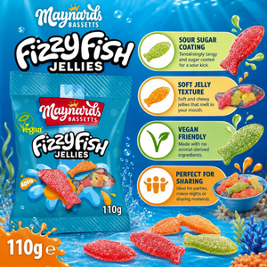 Maynards Bassetts Fizzy Fish Sweets 110g