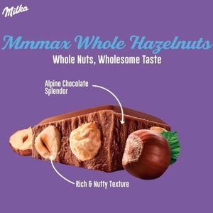 Milka Whole Nuts Hazelnut Milk Chocolate Bar 250g