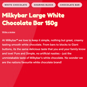 Milkybar White Chocolate Large Bar - 150g