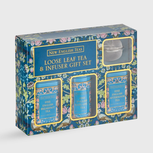 New English Teas Song Thrush Mini Tin & Infuser Gift Set - 3 Loose Leaf Tea Tins