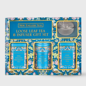 New English Teas Song Thrush Mini Tin & Infuser Gift Set - 3 Loose Leaf Tea Tins