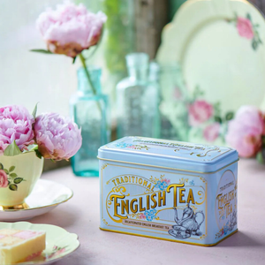 New English Teas Vintage Victorian Decaf English Breakfast Tea Powder Blue Tin - 40 Teabags