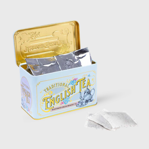 New English Teas Vintage Victorian Decaf English Breakfast Tea Powder Blue Tin - 40 Teabags