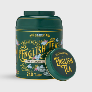 New English Teas Vintage Victorian English Afternoon Tea Dark Green Tin - 240 Teabags