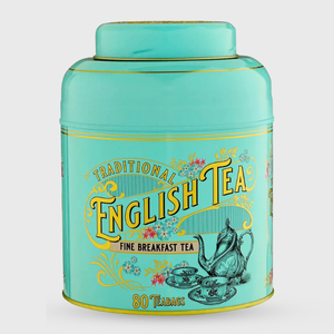 New English Teas Vintage Victorian English Breakfast Tea Mint Green Tin - 80 Teabags