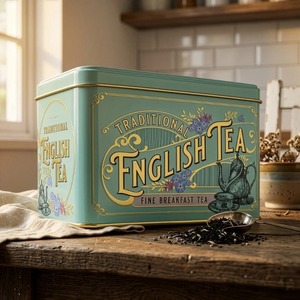 New English Teas Vintage Victorian English Breakfast Tea Mint Green Tin - 40 Teabags
