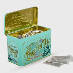 New English Teas Vintage Victorian English Breakfast Tea Mint Green Tin - 40 Teabags