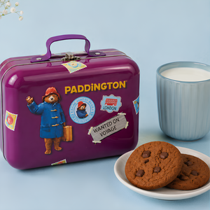 Paddington Bear Suitcase Tin with Orange Marmalade & Chocolate Chunk Cookies 300g