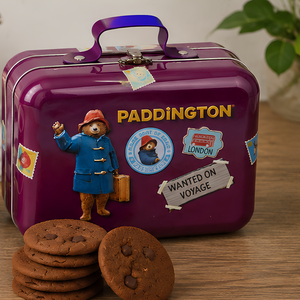 Paddington Bear Suitcase Tin with Orange Marmalade & Chocolate Chunk Cookies 300g