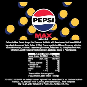 Pepsi MAX Zero Sugar Mango Flavour - 330ml
