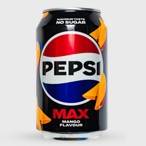 Can of pepsi max mango with mango fruit around can