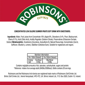 Robinsons Summer Fruits No Added Sugar Bottle - 1L