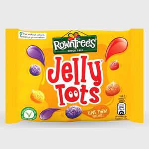Packaging of Rowntree's Jelly Tots on a white background