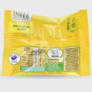 Yellow packet with Nestle branding and nutritional information on a white background