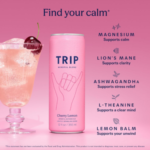 Trip Mindful Blend Cherry Lemon Non-Alcoholic Adaptogen Mocktail Seltzer Drink - 250ml