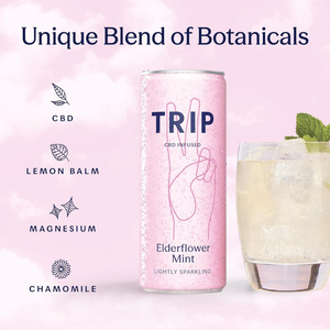 Trip Mindful Blend Elderflower Mint Non-Alcoholic Adaptogen Mocktail Seltzer Drink - 250ml