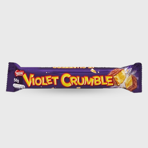Nestle Violet Crumble chocolate bar packaging on a white background