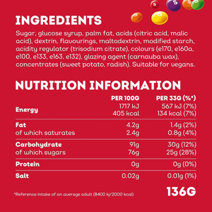Skittles Citrus Sweets Pouch Bag - 136g