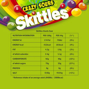 Skittles Giants Sour Skittles Pouch Bag - 132g