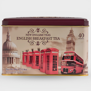 New English Teas English Breakfast Vintage England Classic Tea Tin - 40 Teabags