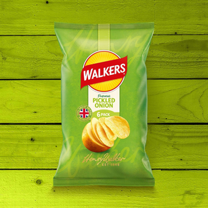 Walker's Crisps Pickled Onion 6-pack - 6x25g bags (150g total)