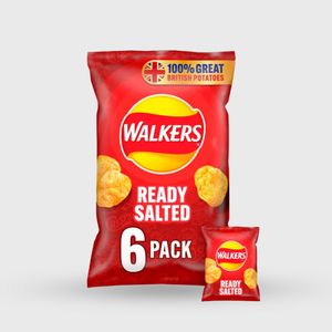 Walker's Crisps Ready Salted 6-pack - 6x25g bags (150g total)