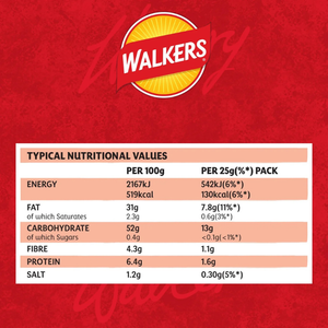 Walker's Crisps Ready Salted 6-pack - 6x25g bags (150g total)
