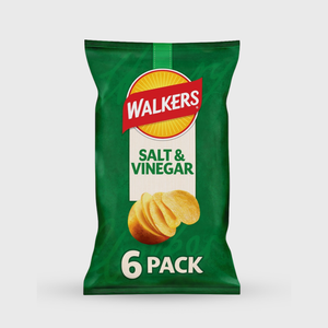 Walker's Crisps Salt & Vinegar 6-pack - 6x25g bags (150g total)
