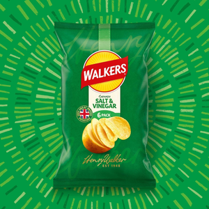 Walker's Crisps Salt & Vinegar 6-pack - 6x25g bags (150g total)
