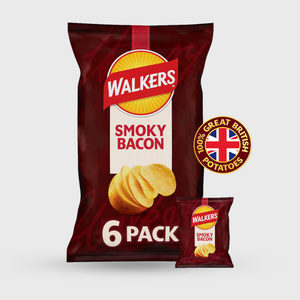 Walker's Crisps Smoky Bacon 6-pack - 6x25g bags (150g total)