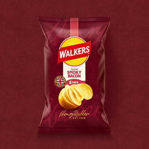 Walker's Crisps Smoky Bacon 6-pack - 6x25g bags (150g total)