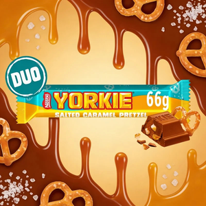 Yorkie Salted Caramel Pretzel Flavour Milk Chocolate Duo Bar 66g