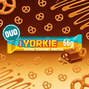 Yorkie Salted Caramel Pretzel Flavour Milk Chocolate Duo Bar 66g